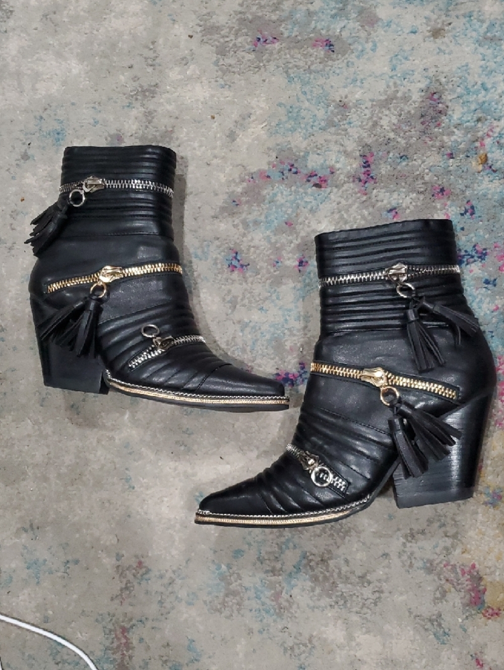 Jeffrey Campbell Tenzin Chain Pointy Toe Boot in black Size 8.5 - Picture 7 of 14